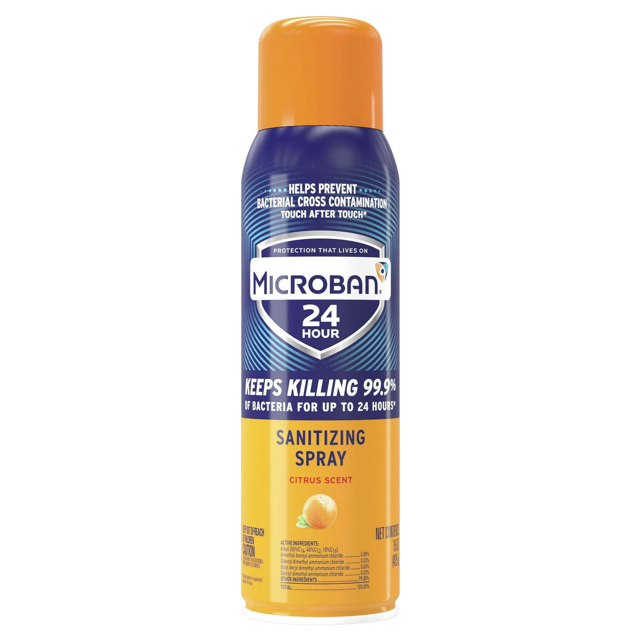 Microban 24 Hour Disinfectant Sanitizing Spray, Citrus Scent, 15 Oz